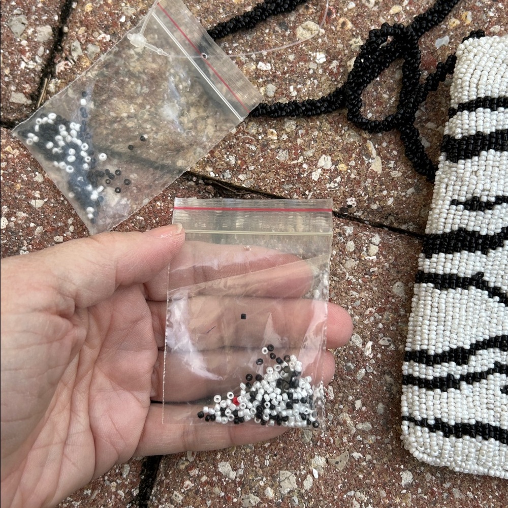 NWT - CHRISTIANA Mini Crossbody Zebra Beaded Bag - Picture 5 of 12